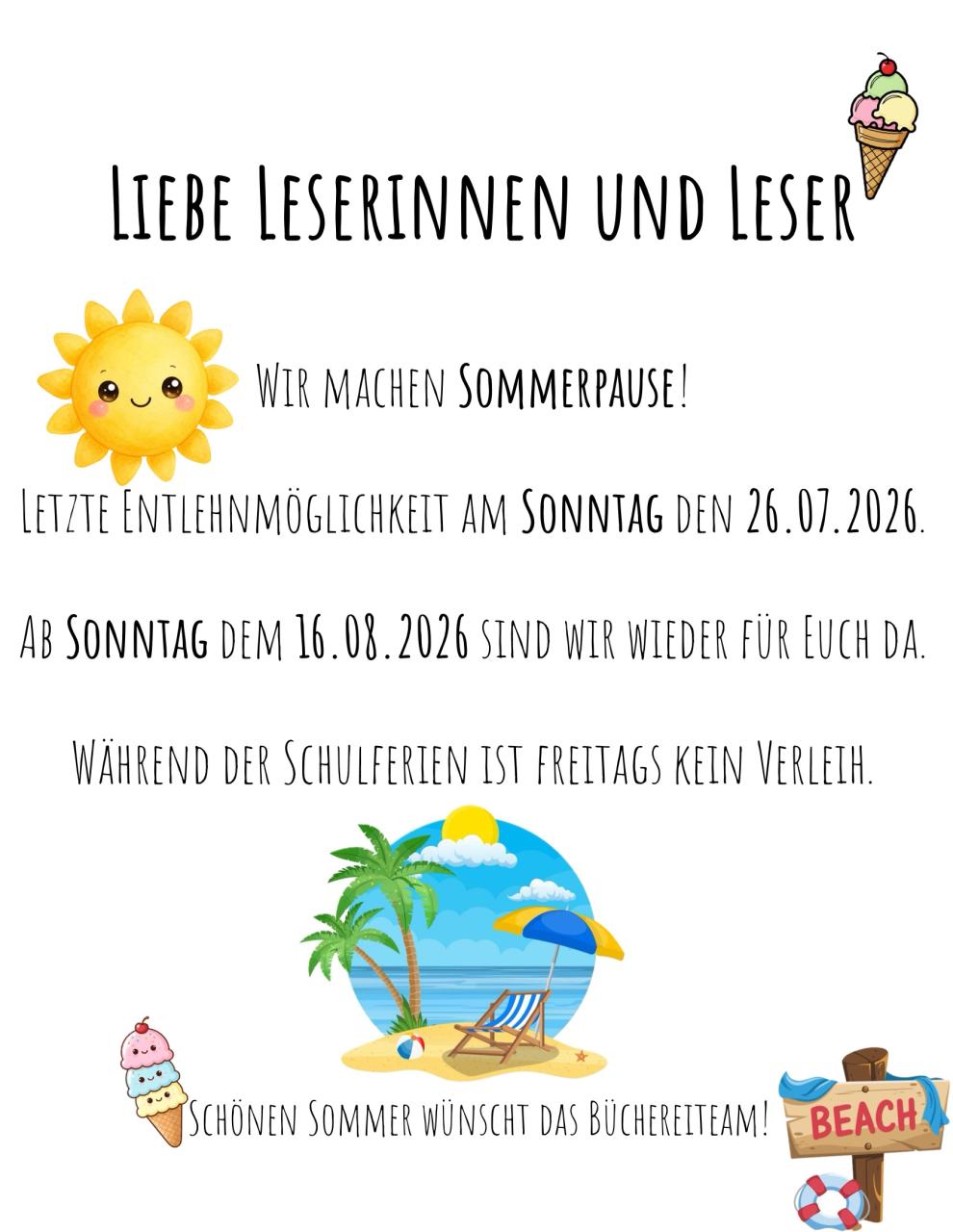 Sommerpause 2026